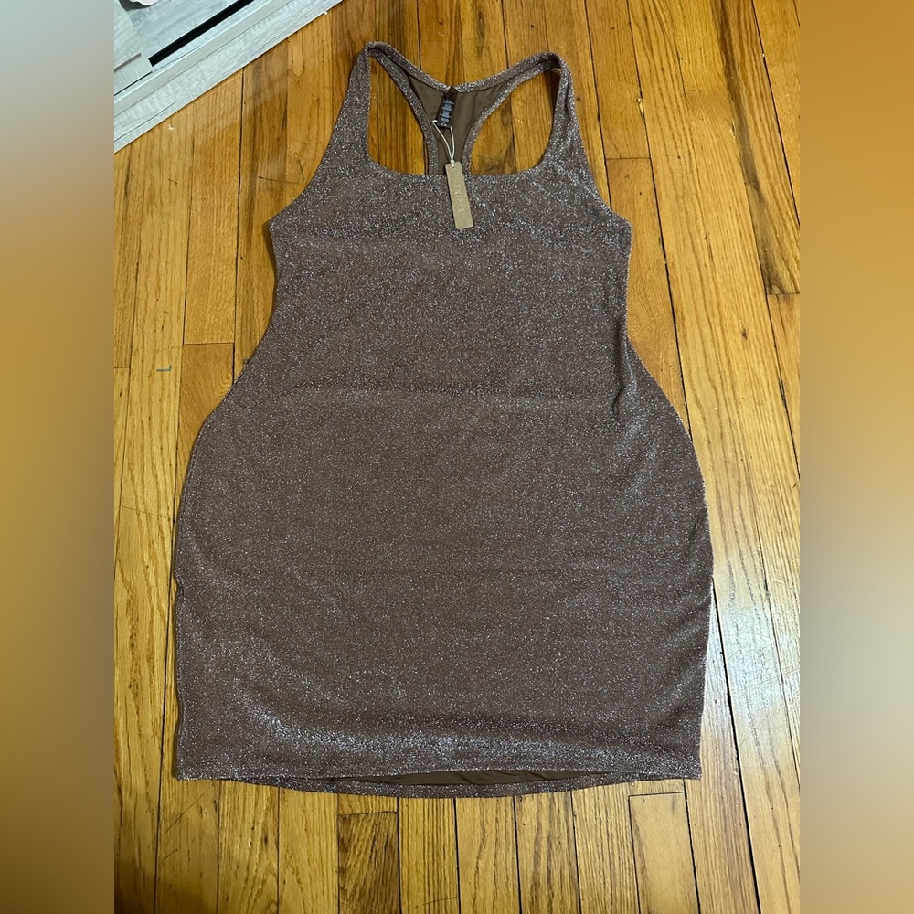 SKIMS Glitter Swim Metallic Dress in Cocoa Size 3X NWT! - Picture 1 of 11